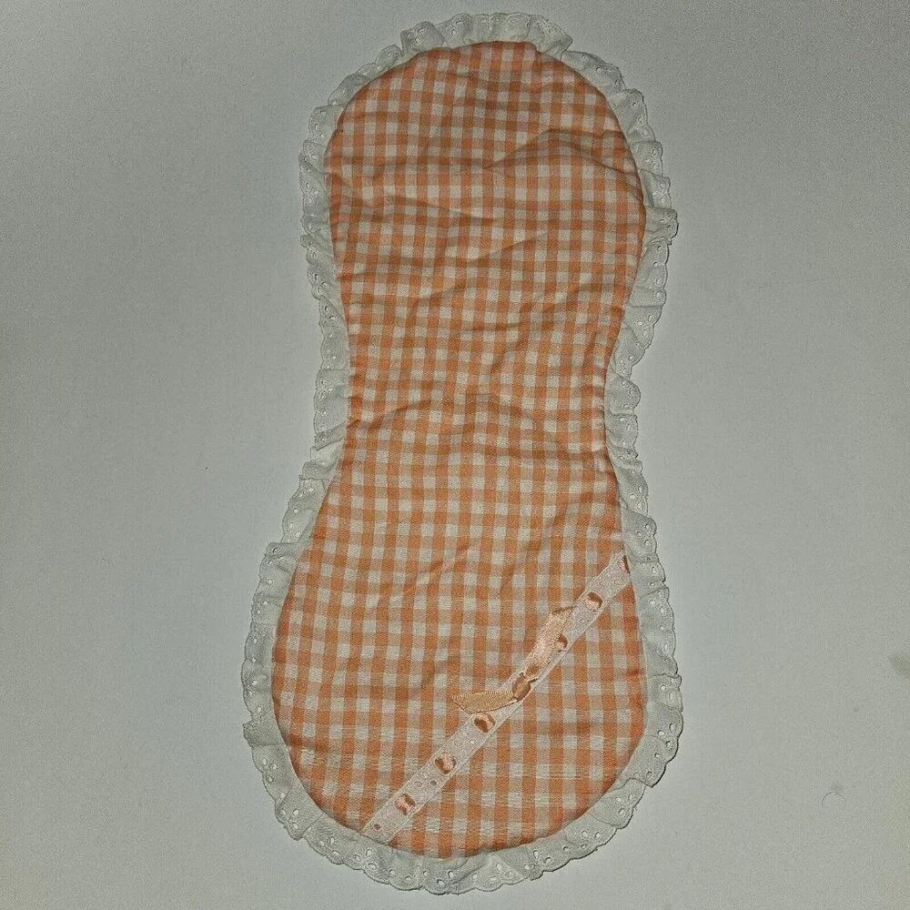 Orange Peach White Gingham Plaid Burp Cloth Lace Trim Strawberry Patch Atlanta